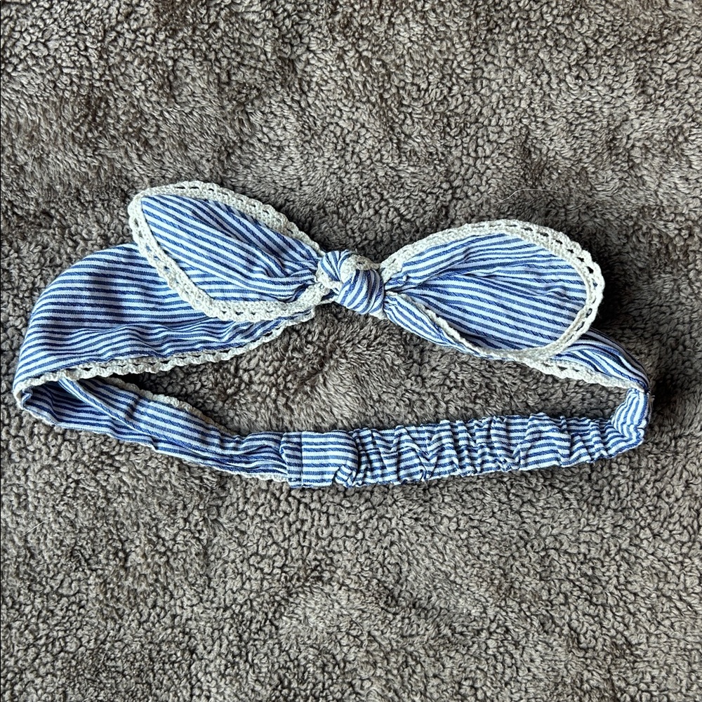 American Eagle Outfitters Navy Striped Headband with Bow